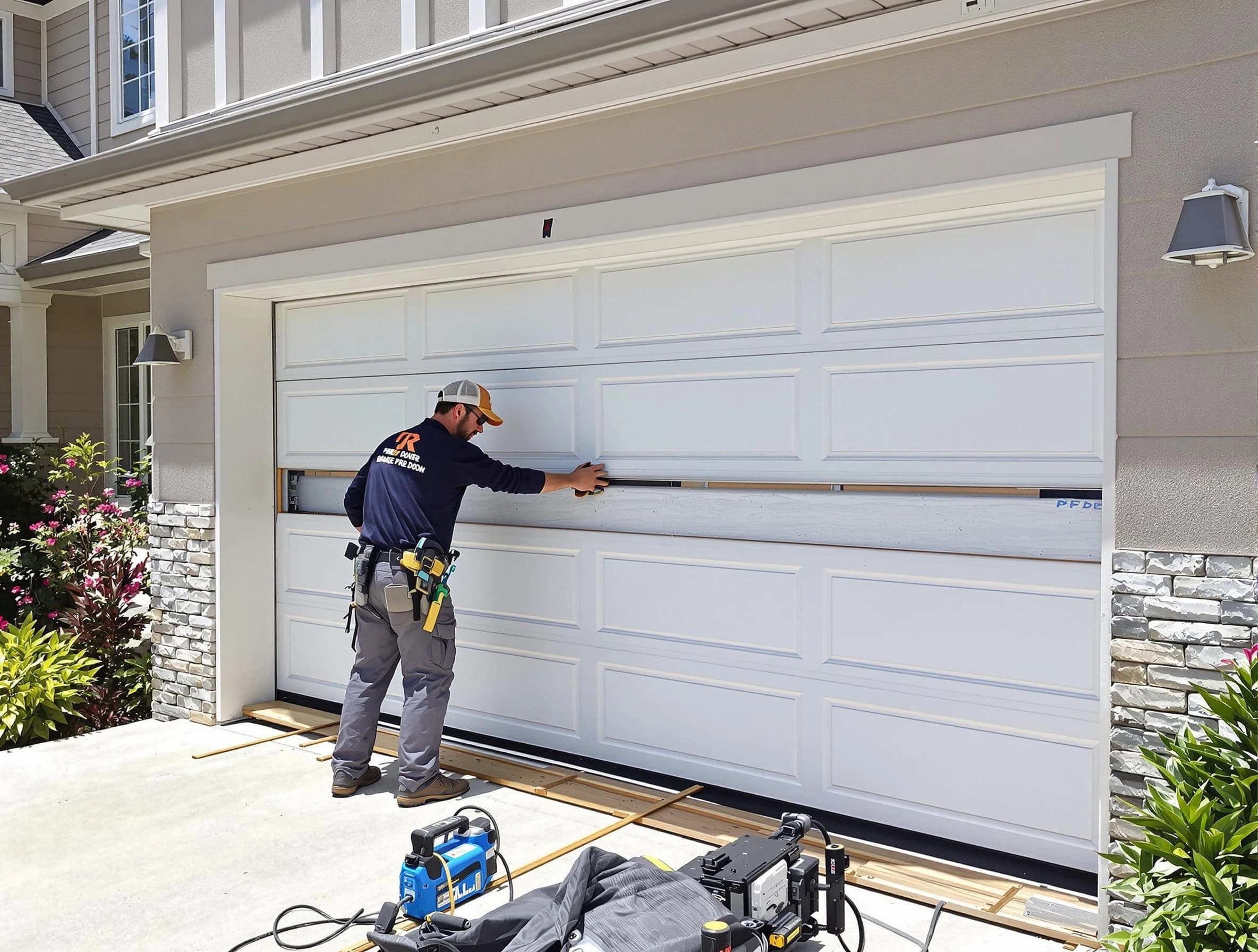 Paradise Hills Garage Door Repair team performing complete garage door replacement at Paradise Hills residence