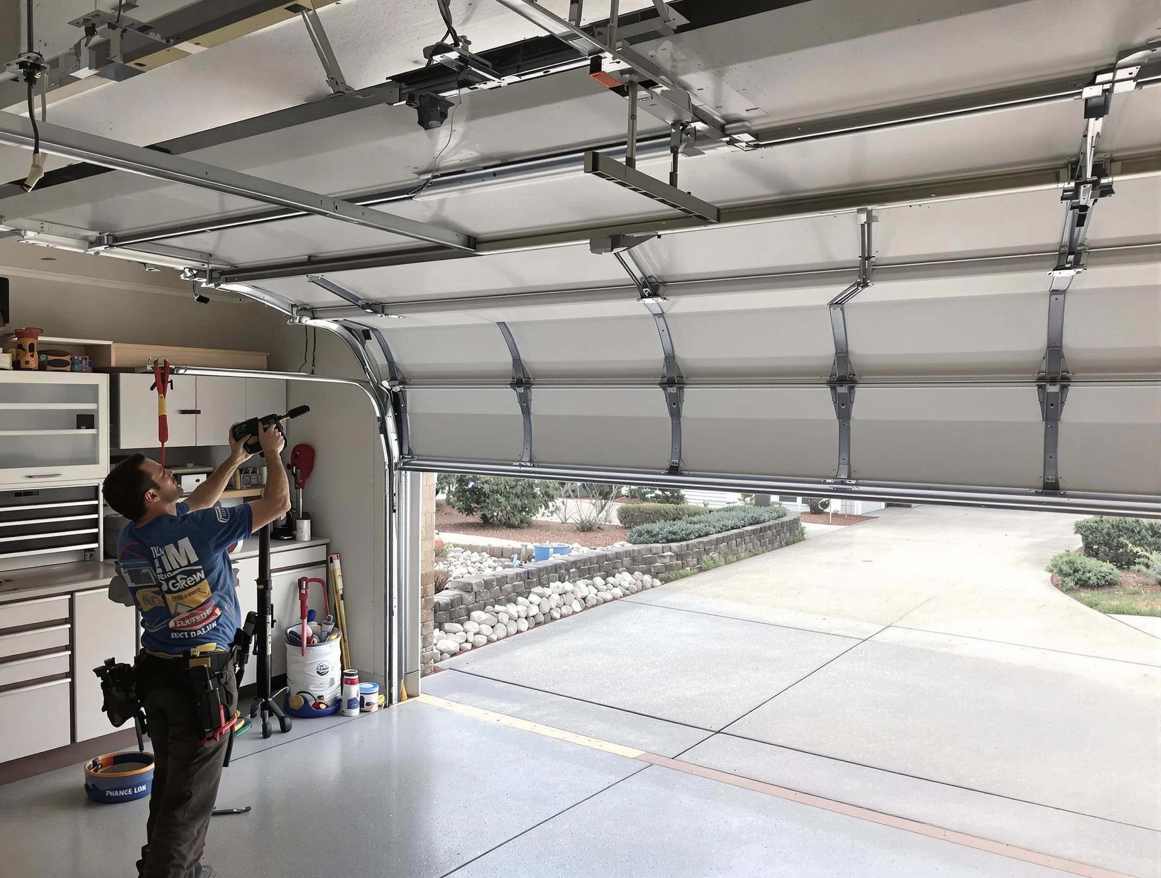 Garage door track repair service by Paradise Hills Garage Door Repair in Paradise Hills