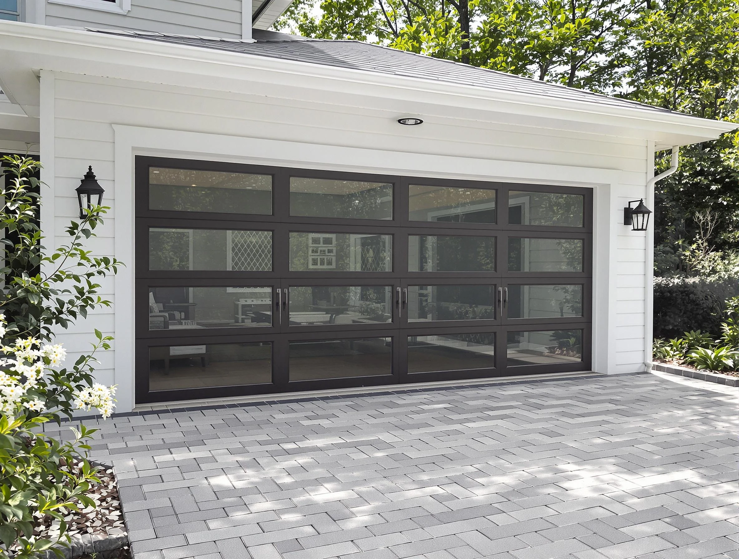 Paradise Hills Garage Door Repair design specialist presenting custom garage door options to Paradise Hills homeowner