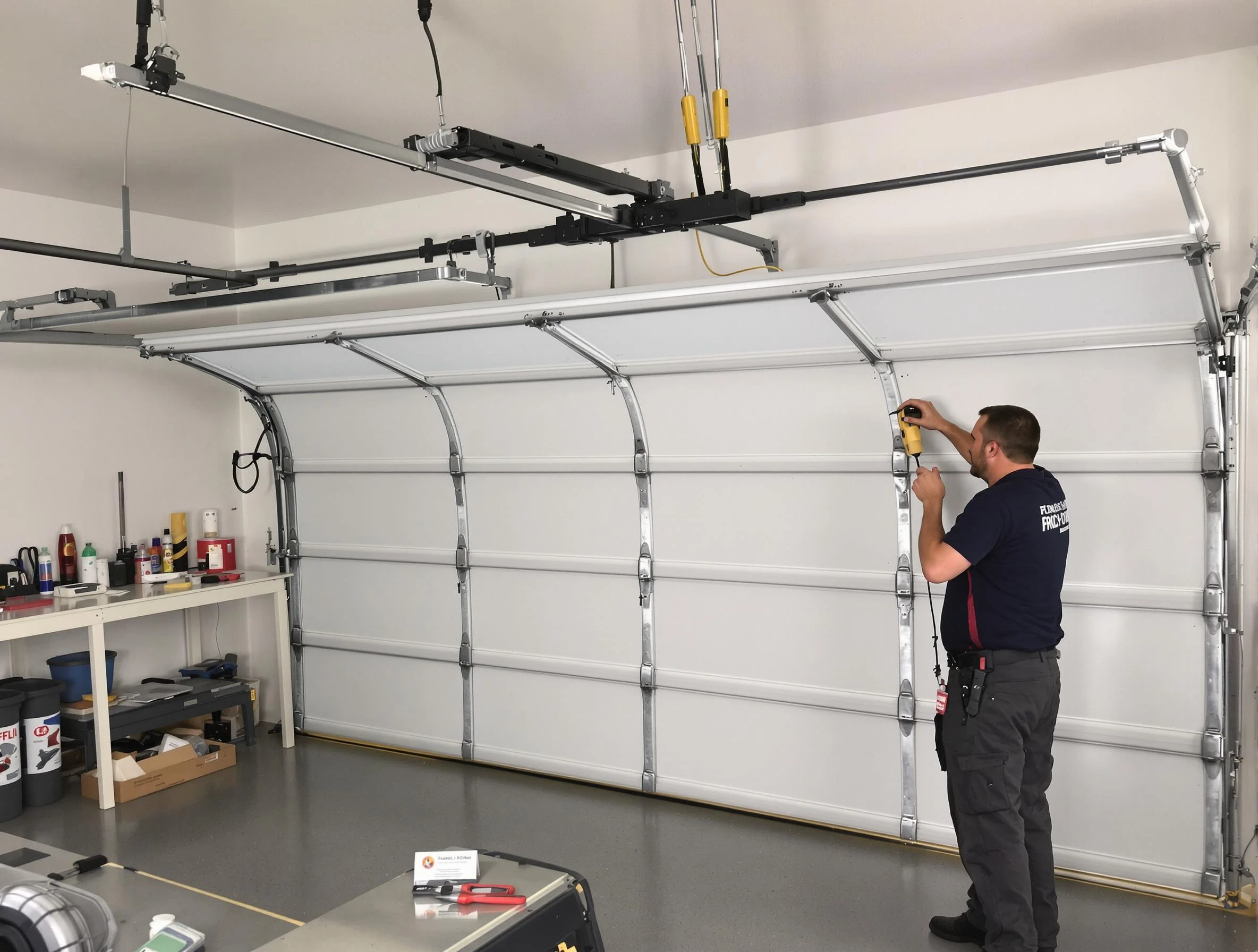 Paradise Hills Garage Door Repair certified technician performing overhead door system repair in Paradise Hills