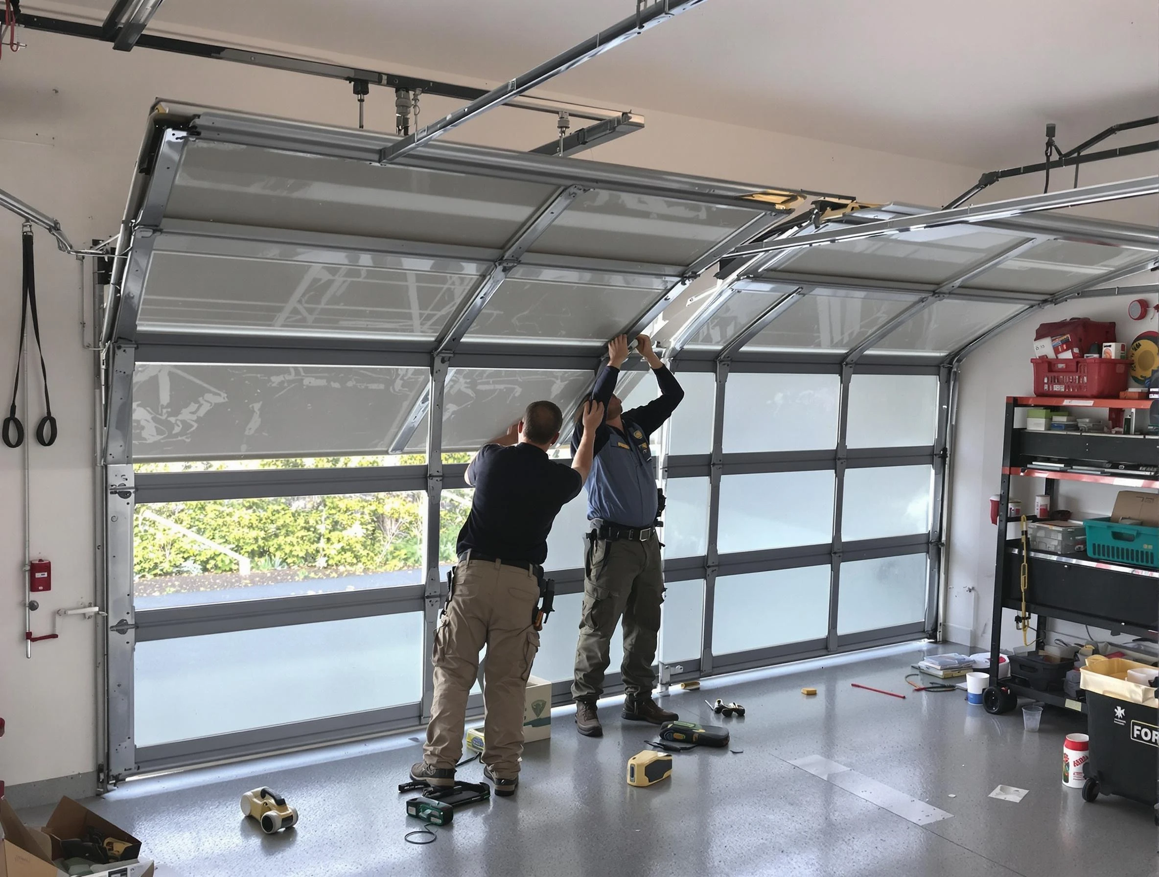 Paradise Hills Garage Door Repair expert performing precise panel replacement on Paradise Hills garage door